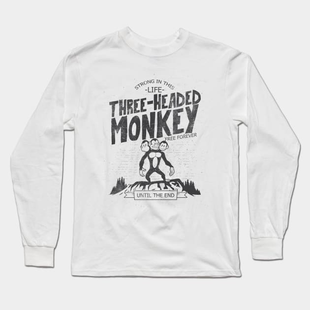 The three-headed monkey Long Sleeve T-Shirt by Cromanart
